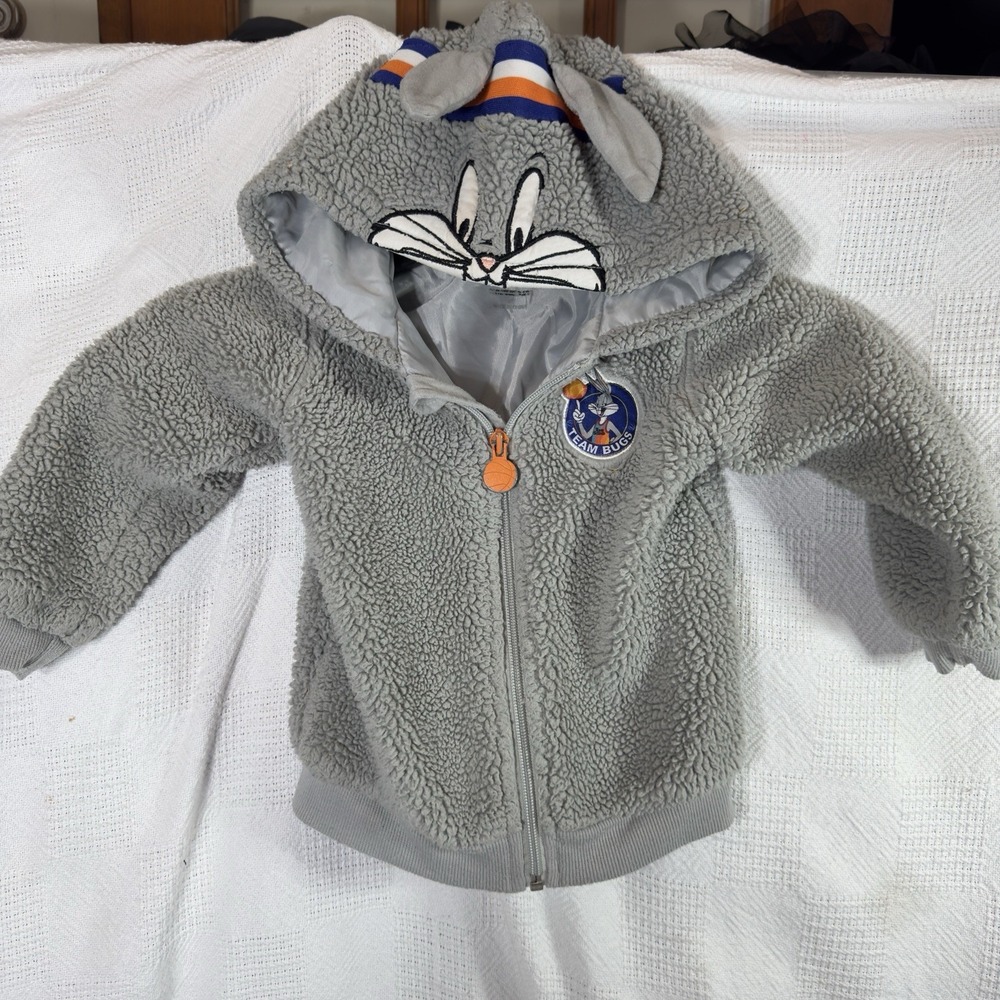 Space‎ Jam Bugs Bunny Full Zip Hooded Jacket Sweatshirt Kids Youth Toddler 2T
